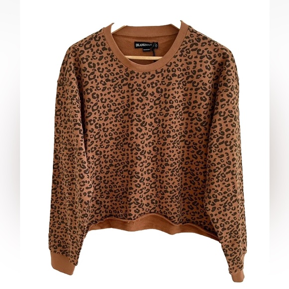 Blank NYC Caramel Brown Leopard Print Sweatshirt NWT New Size Medium - Picture 6 of 13